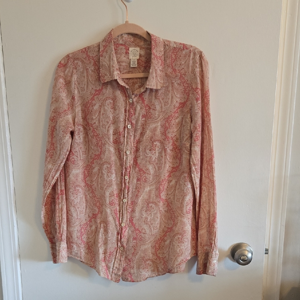 J. Crew Pink and Cream Paisley Button-Down Shirt